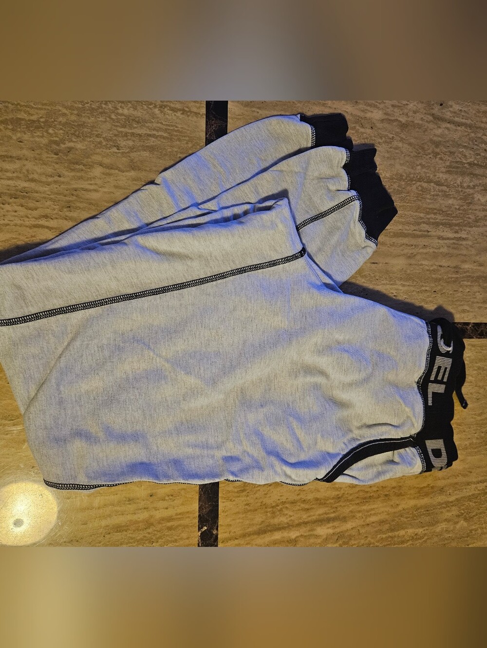 Diesel Light Gray Sweatpants with Black Waistband, Lightweight Size XXL